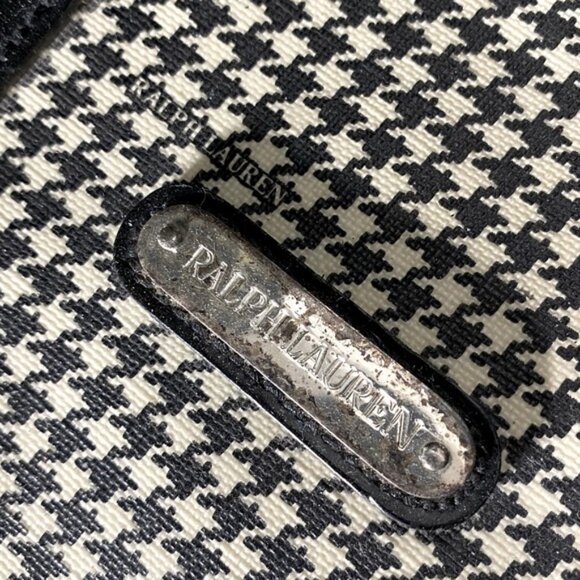 SOLD-Vintage Polo Ralph Lauren Houndstooth Coated Canvas Leather Duffle Bag RARE - Picture 14 of 16